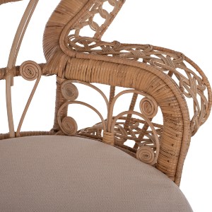 69763 ΠΟΛΥΘΡΟΝΑ ROYAL PEACOCK HM9342 RATTAN ΣΕ ΦΥΣΙΚΟ-ΜΑΞΙΛΑΡΙ ΜΠΕΖ 114x72x150Yεκ.