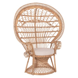 69763 ΠΟΛΥΘΡΟΝΑ ROYAL PEACOCK HM9342 RATTAN ΣΕ ΦΥΣΙΚΟ-ΜΑΞΙΛΑΡΙ ΜΠΕΖ 114x72x150Yεκ.