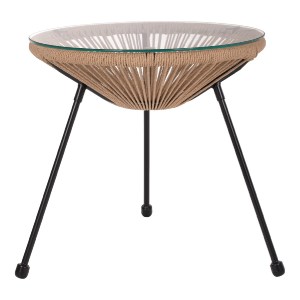 69903 ΤΡΑΠΕΖΙ ΒΟΗΘΗΤΙΚΟ ALLEGRA ΜΑΥΡΟ ΜΕΤΑΛΛΟ  ME TWISTED WICKER ΦΥΣΙΚΟ HM5873.01 Φ47Χ45Υεκ.
