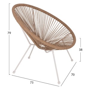 69906 ΠΟΛΥΘΡΟΝΑ ACAPULCO Τ. ΦΩΛΙΑ ΜΕΤΑΛΛΟ ΛΕΥΚΟ ΜΕ TWISTED WICKER HM5871.02 70x73x79 εκ.