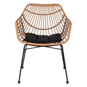 69937 ΠΟΛΥΘΡΟΝΑ ΕΠΑΓΓΕΛΜΑΤΙΚΗ ΜΑΥΡΟ ΜΕΤΑΛΛΟ RATTAN ΜΠΕΖ & ΜΑΞΙΛΑΡΙ HM5864.01 58,5x60,5x80 εκ.