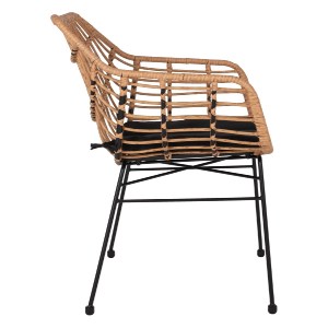 69937 ΠΟΛΥΘΡΟΝΑ ΕΠΑΓΓΕΛΜΑΤΙΚΗ ΜΑΥΡΟ ΜΕΤΑΛΛΟ RATTAN ΜΠΕΖ & ΜΑΞΙΛΑΡΙ HM5864.01 58,5x60,5x80 εκ.
