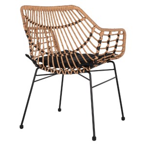 69937 ΠΟΛΥΘΡΟΝΑ ΕΠΑΓΓΕΛΜΑΤΙΚΗ ΜΑΥΡΟ ΜΕΤΑΛΛΟ RATTAN ΜΠΕΖ & ΜΑΞΙΛΑΡΙ HM5864.01 58,5x60,5x80 εκ.