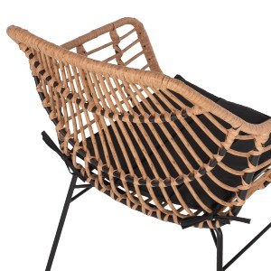 69937 ΠΟΛΥΘΡΟΝΑ ΕΠΑΓΓΕΛΜΑΤΙΚΗ ΜΑΥΡΟ ΜΕΤΑΛΛΟ RATTAN ΜΠΕΖ & ΜΑΞΙΛΑΡΙ HM5864.01 58,5x60,5x80 εκ.