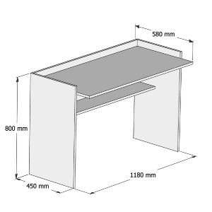 69983 ΓΡΑΦΕΙΟ ΜΕΛΑΜΙΝΗΣ ΛΕΥΚΟ 118x58x80Υεκ.HM9227.11