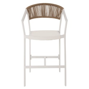 70006 ΣΚΑΜΠΟ ΑΛΟΥΜΙΝΙΟΥ HM5892.12 ΜΕΣΑΙΟΥ ΥΨΟΥΣ RATTAN & TEXTLINE ΛΕΥΚΟ ΜΠΕΖ 56,5x57x99,5