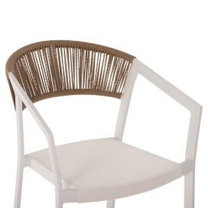 70006 ΣΚΑΜΠΟ ΑΛΟΥΜΙΝΙΟΥ HM5892.12 ΜΕΣΑΙΟΥ ΥΨΟΥΣ RATTAN & TEXTLINE ΛΕΥΚΟ ΜΠΕΖ 56,5x57x99,5