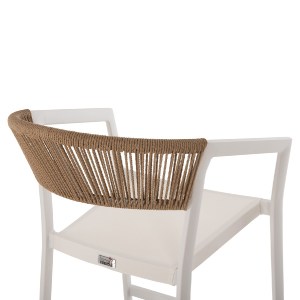 70006 ΣΚΑΜΠΟ ΑΛΟΥΜΙΝΙΟΥ HM5892.12 ΜΕΣΑΙΟΥ ΥΨΟΥΣ RATTAN & TEXTLINE ΛΕΥΚΟ ΜΠΕΖ 56,5x57x99,5