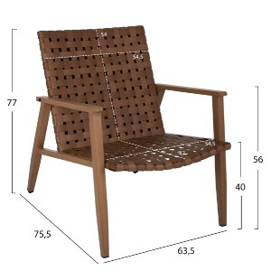 70135 ΠΟΛΥΘΡΟΝΑ ΜΕΤΑΛΛΟ ΟΨΗ ΞΥΛΟΥ & RATTAN ΔΕΡΜΑ-LOOK 63,5x75,5x77εκ.HM5868.01