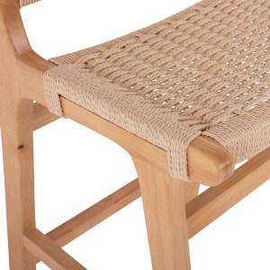 70344 ΣΚΑΜΠΟ ΜΕΣΑΙΟΥ ΥΨΟΥΣ HM9332.01 RUBBERWOOD & ΣΧΟΙΝΙ- ΦΥΣΙΚΟ ΧΡΩΜΑ 45x46x95Υεκ.