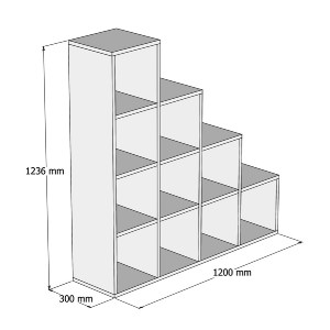 70382 ΒΙΒΛΙΟΘΗΚΗ ΜΕΛΑΜΙΝΗΣ SCALE ΛΕΥΚΟ 120x30x123,6Υεκ.HM9238.11