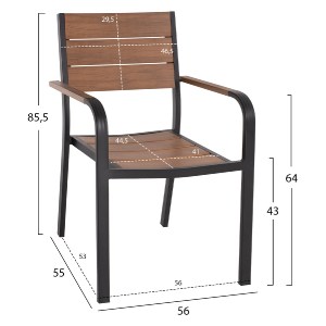 70395 ΠΟΛΥΘΡΟΝΑ ΑΛΟΥΜΙΝΙΟΥ SAGA ΜΑΥΡΗ ΜΕ POLYWOOD HM5127.03 56x55x85,5Yεκ.