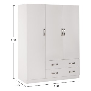70417 ΝΤΟΥΛΑΠΑ 3ΦΥΛΛΗ CARLY HM384.05 ΜΕ ΔΥΟ ΣΥΡΤΑΡΙΑ ΛΕΥΚΗ 150X55Χ180Υεκ.