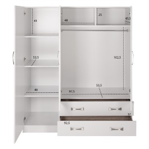 70417 ΝΤΟΥΛΑΠΑ 3ΦΥΛΛΗ CARLY HM384.05 ΜΕ ΔΥΟ ΣΥΡΤΑΡΙΑ ΛΕΥΚΗ 150X55Χ180Υεκ.