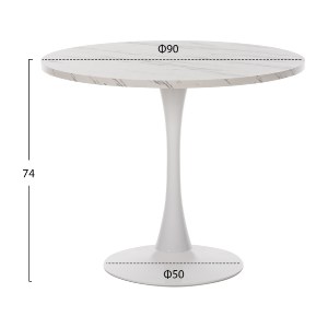 70488 ΤΡΑΠΕΖΙ ΤΡΑΠΕΖΑΡΙΑΣ ΣΤΡΟΓΓΥΛΟ WHITE MARBLE HM9421.01 Φ90x74Y εκ.