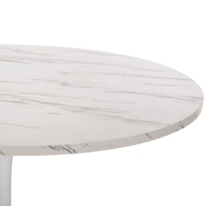 70491 ΤΡΑΠΕΖΙ ΤΡΑΠΕΖΑΡΙΑΣ ΣΤΡΟΓΓΥΛΟ WHITE MARBLE HM9422.01 Φ120x74Yεκ.