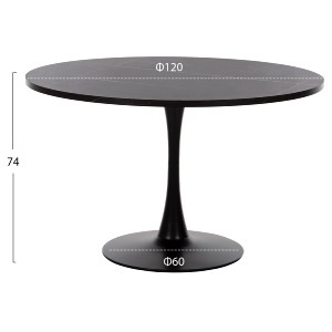 70492 ΤΡΑΠΕΖΙ ΤΡΑΠΕΖΑΡΙΑΣ  ΣΤΡΟΓΓΥΛΟ BLACK MARBLE HM9422.02 Φ120x74Yεκ.