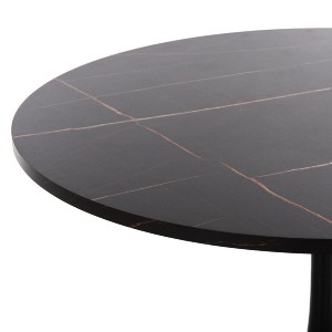 70492 ΤΡΑΠΕΖΙ ΤΡΑΠΕΖΑΡΙΑΣ  ΣΤΡΟΓΓΥΛΟ BLACK MARBLE HM9422.02 Φ120x74Yεκ.