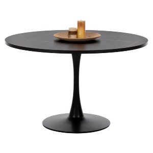 70492 ΤΡΑΠΕΖΙ ΤΡΑΠΕΖΑΡΙΑΣ  ΣΤΡΟΓΓΥΛΟ BLACK MARBLE HM9422.02 Φ120x74Yεκ.