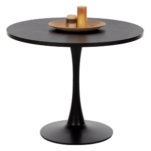 70493 ΤΡΑΠΕΖΙ ΤΡΑΠΕΖΑΡΙΑΣ ΣΤΡΟΓΓΥΛΟ BLACK MARBLE HM9421.02 Φ90x74 εκ.