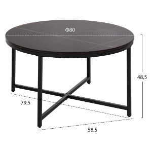 70497 ΤΡΑΠΕΖΙ ΣΑΛΟΝΙΟΥ HM9420.03 BLACK MARBLE ΜΕΛΑΜΙΝΗ-ΜΑΥΡΗ ΜΕΤΑΛΛΙΚΗ ΒΑΣΗ Φ80x48,5Yεκ.