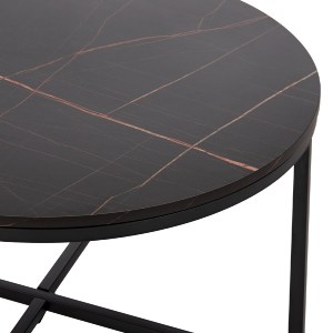 70497 ΤΡΑΠΕΖΙ ΣΑΛΟΝΙΟΥ HM9420.03 BLACK MARBLE ΜΕΛΑΜΙΝΗ-ΜΑΥΡΗ ΜΕΤΑΛΛΙΚΗ ΒΑΣΗ Φ80x48,5Yεκ.