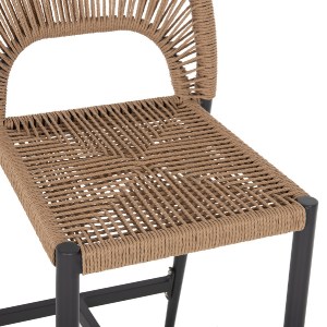 70537 ΣΚΑΜΠΟ ΑΛΟΥΜΙΝΙΟΥ ΜΕ RATTAN ΜΕΣΑΙΟΥ ΥΨΟΥΣ ΑΝΘΡΑΚΙ HM5920.02 46x58x95Yεκ.