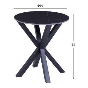 70576 ΒΟΗΘΗΤΙΚΟ ΤΡΑΠΕΖΑΚΙ ΣΤΡΟΓΓΥΛΟ HM9473.04 BLACK MARBLE ΕΠΙΦΑΝΕΙΑ ΜΑΥΡΗ ΒΑΣΗ Φ50x55Yεκ.