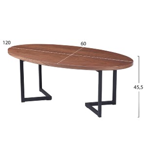70579 ΤΡΑΠΕΖΙ ΣΑΛΟΝΙΟΥ HM9468.02 MDF ME ΚΑΠΛΑΜΑ ΑΠΟ ΞΥΛΟ ΦΡΑΞΟΥ 120x60x45,5Yεκ.