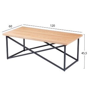 70590 ΤΡΑΠΕΖΙ ΣΑΛΟΝΙΟΥ HM9469.01 MDF ΜΕ ΚΑΠΛΑΜΑ ΞΥΛΟΥ ΣΕ ΦΥΣΙΚΟ&ΣΤΥΛ ΡΟΥΣΤΙΚ 120x60x45,5Yεκ.