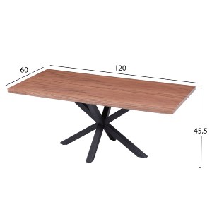 70592 ΤΡΑΠΕΖΙ ΣΑΛΟΝΙΟΥ HM9470.02 MDF ΜΕ ΚΑΠΛΑΜΑ ΞΥΛΟΥ ΚΑΡΥΔΙΑΣ 120x60x45,5Υεκ.