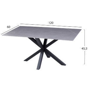 70594 ΤΡΑΠΕΖΙ ΣΑΛΟΝΙΟΥ HM9470.05 GREY MARBLE-ΜΑΥΡΗ ΜΕΤΑΛ.ΒΑΣΗ 120x60x45,5Yεκ.