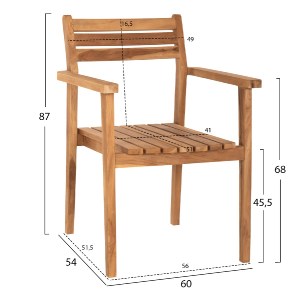 70640 ΠΟΛΥΘΡΟΝΑ ΞΥΛΟ TEAK ΣΤΟΙΒΑΖΟΜΕΝΗ HM9534 ΣΕ ΦΥΣΙΚΟ ΧΡΩΜΑ 60x54x87Y εκ.