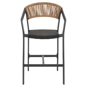 70695 ΣΚΑΜΠΟ ΑΛΟΥΜΙΝΙΟΥ HM5892.15 ΜΕΣΑΙΟΥ ΥΨΟΥΣ RATTAN & TEXTLINE ΜΑΥΡΟ ΜΠΕΖ 56,5x57x99,5Y