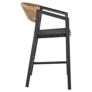 70695 ΣΚΑΜΠΟ ΑΛΟΥΜΙΝΙΟΥ HM5892.15 ΜΕΣΑΙΟΥ ΥΨΟΥΣ RATTAN & TEXTLINE ΜΑΥΡΟ ΜΠΕΖ 56,5x57x99,5Y