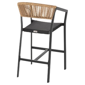 70695 ΣΚΑΜΠΟ ΑΛΟΥΜΙΝΙΟΥ HM5892.15 ΜΕΣΑΙΟΥ ΥΨΟΥΣ RATTAN & TEXTLINE ΜΑΥΡΟ ΜΠΕΖ 56,5x57x99,5Y