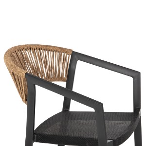 70695 ΣΚΑΜΠΟ ΑΛΟΥΜΙΝΙΟΥ HM5892.15 ΜΕΣΑΙΟΥ ΥΨΟΥΣ RATTAN & TEXTLINE ΜΑΥΡΟ ΜΠΕΖ 56,5x57x99,5Y
