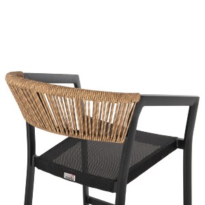 70695 ΣΚΑΜΠΟ ΑΛΟΥΜΙΝΙΟΥ HM5892.15 ΜΕΣΑΙΟΥ ΥΨΟΥΣ RATTAN & TEXTLINE ΜΑΥΡΟ ΜΠΕΖ 56,5x57x99,5Y
