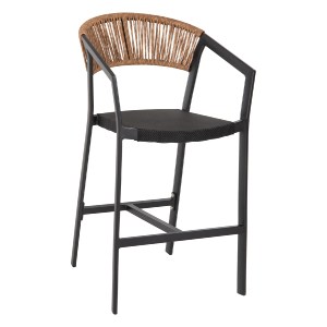70695 ΣΚΑΜΠΟ ΑΛΟΥΜΙΝΙΟΥ HM5892.15 ΜΕΣΑΙΟΥ ΥΨΟΥΣ RATTAN & TEXTLINE ΜΑΥΡΟ ΜΠΕΖ 56,5x57x99,5Y