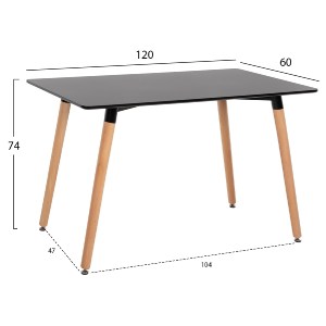 70833 ΤΡΑΠΕΖΙ MINIMAL HM8581.02 ΜΑΥΡΟ MDF-ΠΟΔΙΑ ΟΞΙΑ ΣΕ ΦΥΣΙΚΟ ΧΡΩΜΑ- 120Χ60X74Υεκ.