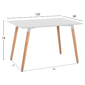 70834 ΤΡΑΠΕΖΙ MINIMAL HM8581.01 ΛΕΥΚΟ MDF-ΠΟΔΙΑ ΟΞΙΑ ΣΕ ΦΥΣΙΚΟ ΧΡΩΜΑ- 120Χ60X74Υεκ.