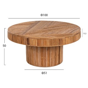 70855 ΤΡΑΠΕΖΙ ΣΑΛΟΝΙΟΥ GATSBY ΣΤΡΟΓΓΥΛΟ HM9651 RATTAN ΧΡΩΜΑ ΦΥΣΙΚΟ Φ100x50Y εκ.