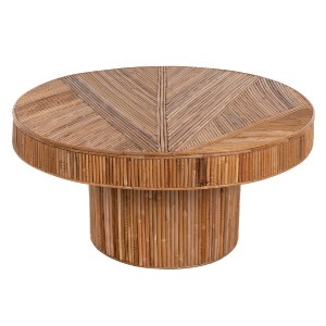 70855 ΤΡΑΠΕΖΙ ΣΑΛΟΝΙΟΥ GATSBY ΣΤΡΟΓΓΥΛΟ HM9651 RATTAN ΧΡΩΜΑ ΦΥΣΙΚΟ Φ100x50Y εκ.