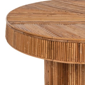 70855 ΤΡΑΠΕΖΙ ΣΑΛΟΝΙΟΥ GATSBY ΣΤΡΟΓΓΥΛΟ HM9651 RATTAN ΧΡΩΜΑ ΦΥΣΙΚΟ Φ100x50Y εκ.