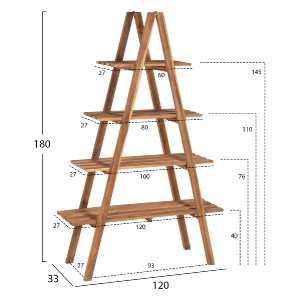 70897 ΒΙΒΛΙΟΘΗΚΗ STAM HM7895 TEAK ΞΥΛΟ ΣΕ ΦΥΣΙΚΟ ΧΡΩΜΑ 120x33x180Y εκ.