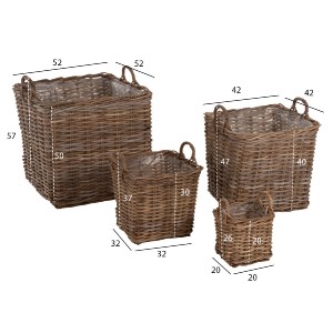 70910 ΣΕΤ ΔΙΑΚΟΣΜΗΤΙΚΑ ΚΑΛΑΘΙΑ KATER HM9657 4ΤΜΧ ΑΠΟ KUBU RATTAN ΣΕ ΓΚΡΙ 52x52x50-57Υεκ.
