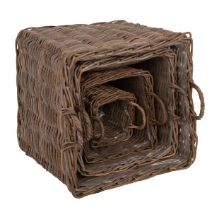 70910 ΣΕΤ ΔΙΑΚΟΣΜΗΤΙΚΑ ΚΑΛΑΘΙΑ KATER HM9657 4ΤΜΧ ΑΠΟ KUBU RATTAN ΣΕ ΓΚΡΙ 52x52x50-57Υεκ.