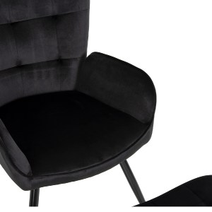 70958 ΠΟΛΥΘΡΟΝΑ ΜΠΕΡΖΕΡΑ CRAWLEY ΜΕ ΥΠΟΠΟΔΙΟ HM8918.04 ΜΑΥΡΟ ΒΕΛΟΥΔΟ 70x57x103Y εκ.