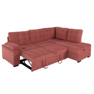 71022 ΚΑΝΑΠΕΣ ΚΡΕΒΑΤΙ JADE HM3144.03R ΔΕΞΙΑ ΓΩΝΙΑ ΣΑΠΙΟ ΜΗΛΟ ΒΕΛΟΥΔΟ 250x80-180x73-88Υεκ.
