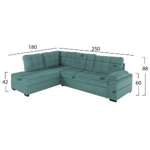 71045 ΚΑΝΑΠΕΣ ΚΡΕΒΑΤΙ JADE HM3144.04L ΑΡΙΣΤΕΡΗ ΓΩΝΙΑ ΒΕΡΑΜΑΝ ΒΕΛΟΥΔΟ 250x80-180x73-88Υεκ.